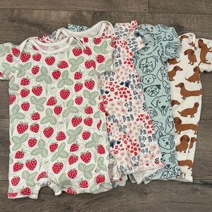 Winter Water Factory summer rompers, set of 4, size 6 months